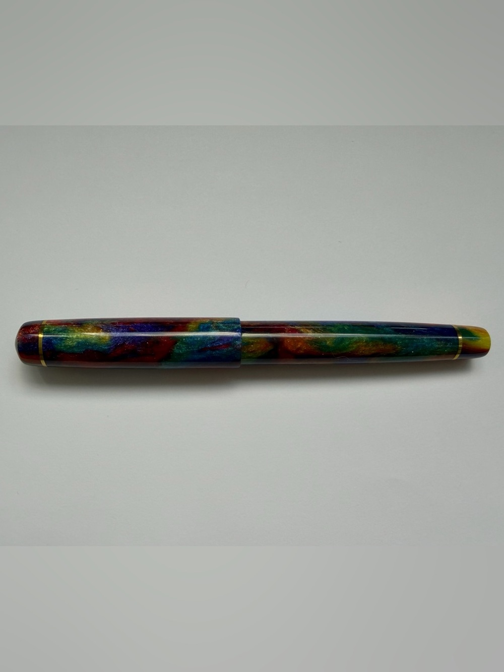 New Walltowns Fountain Pen Oil Slick Diamond Cast Resin Rainbow Broad Nib Brass